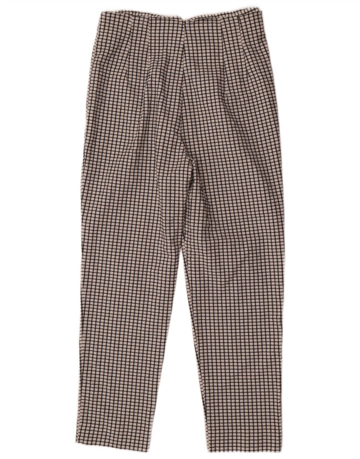 Damskie zwężane spodnie chino Zara, duże W30 L27, poliester w białą kratkę