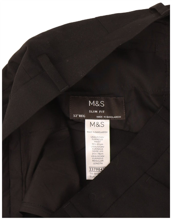 Marks & Spencer Damskie spodnie garniturowe slim fit W32 L31 Czarny poliester
