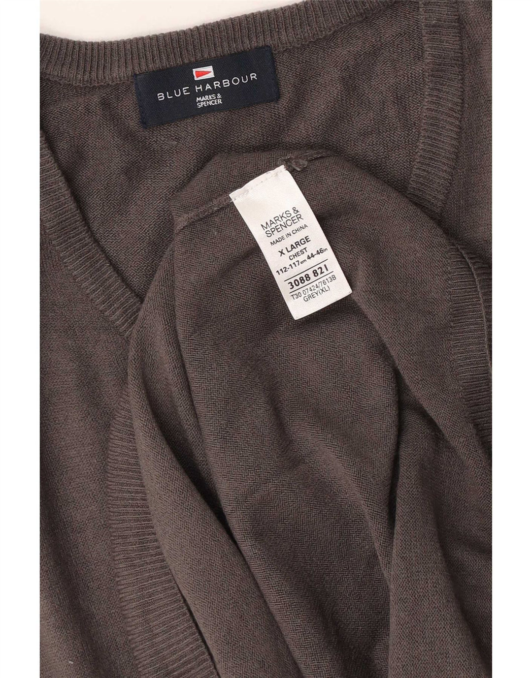 Marks & Spencer Męski podkoszulek XL z niebieską kamizelką Harbour, szary, akryl