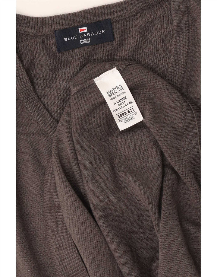 Marks & Spencer Męski podkoszulek XL z niebieską kamizelką Harbour, szary, akryl
