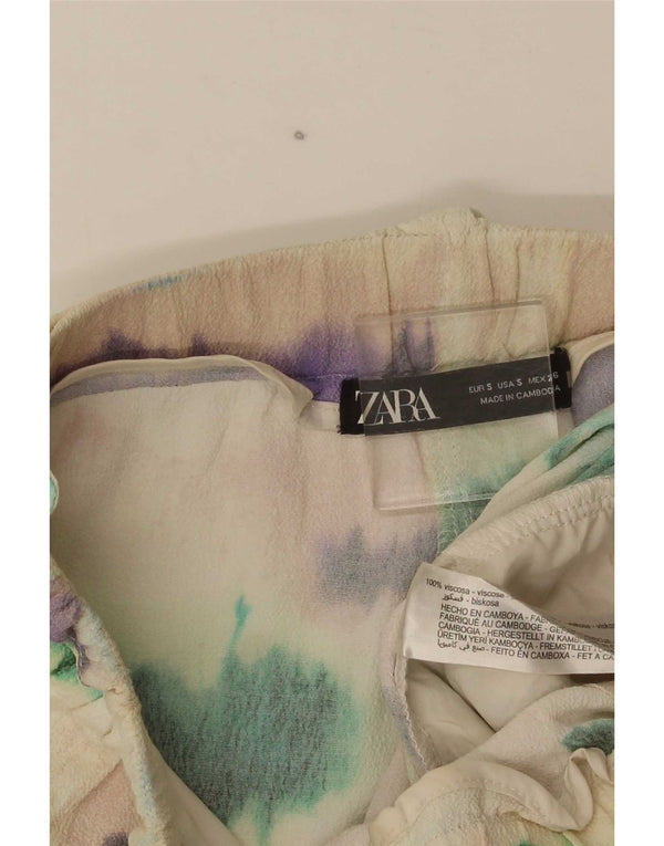 Damskie spodenki chino z wysokim stanem Zara, małe W26, wielokolorowa wiskoza typu tie-dye