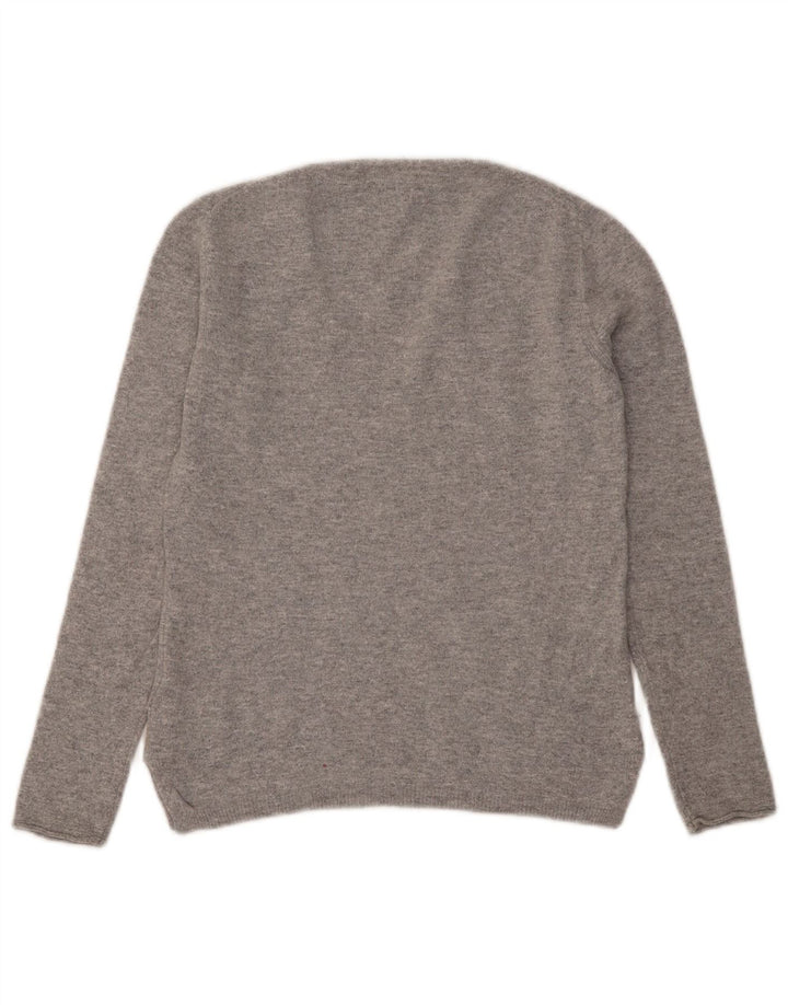 MASSIMO DUTTI Damski sweter z dekoltem w kształcie litery V, UK 10, mały, szary, nakrapiany