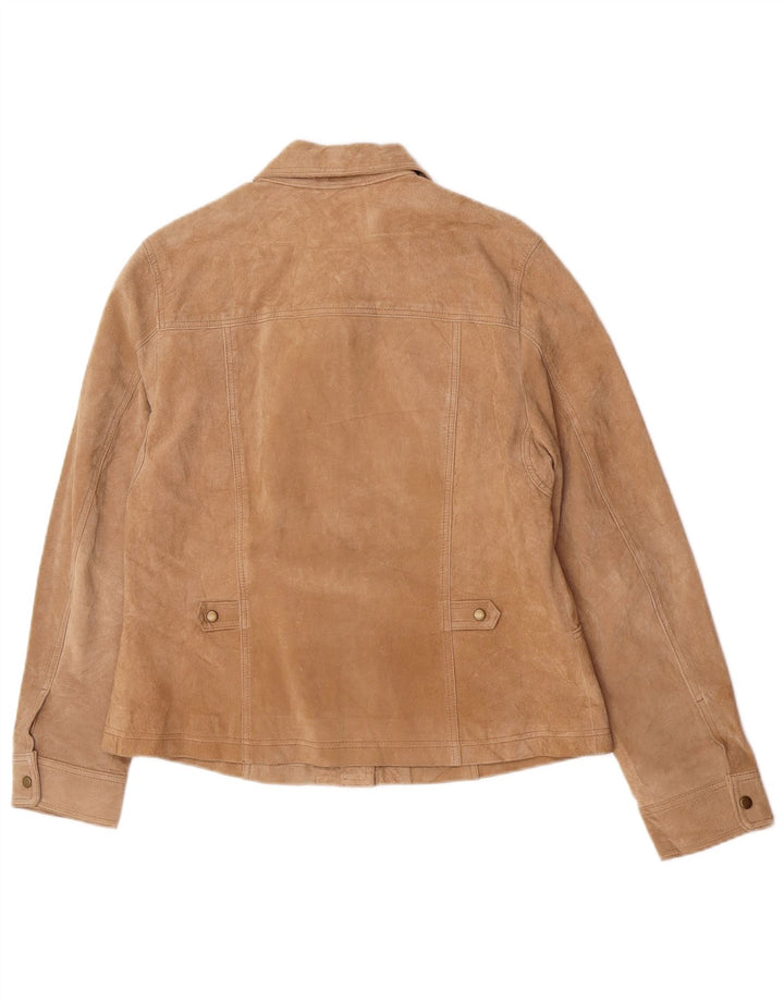 Zamszowa kurtka damska Coldwater Creek UK 16, duża brązowa skóra