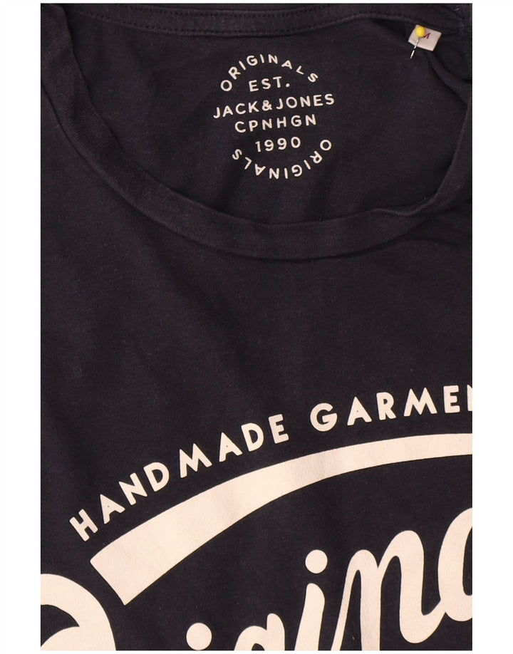 Męski T-shirt z grafiką Jack & Jones, średni, granatowy, bawełniany