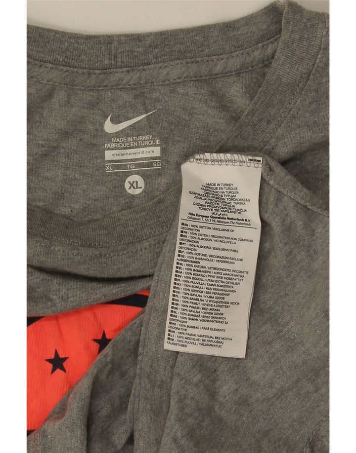 Męski T-shirt z grafiką NIKE, rozmiar XL, szara, bawełniana