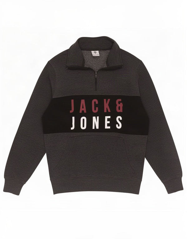 Męski sweter Jack & Jones Core z zamkiem błyskawicznym i średnioszarym kolorem