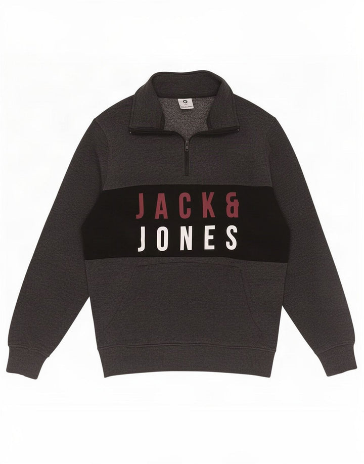 Męski sweter Jack & Jones Core z zamkiem błyskawicznym i średnioszarym kolorem
