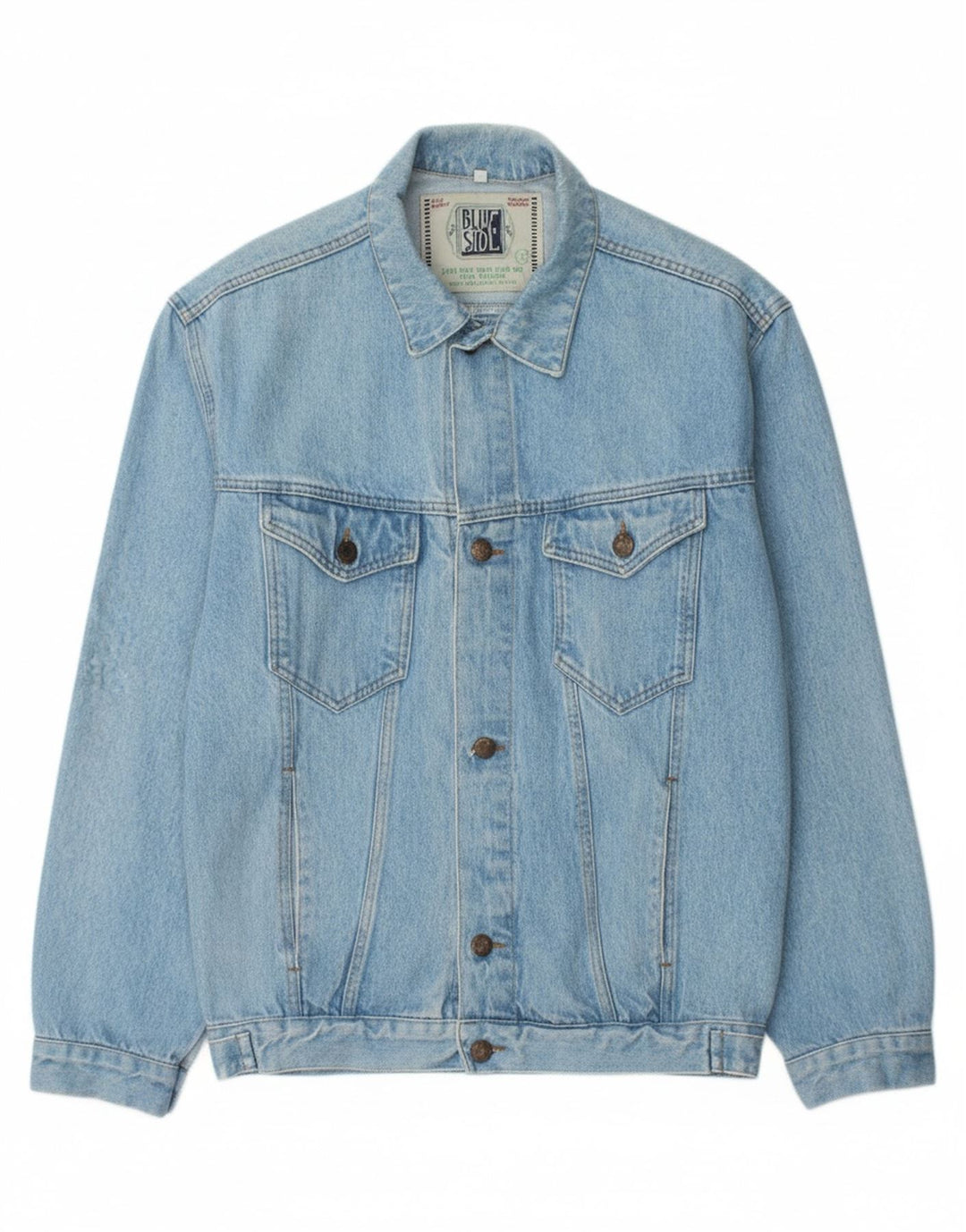 BLUE SIDE Mens Denim Jacket UK 36 Small Blue Cotton