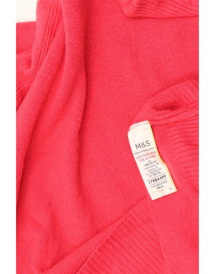 Marks & Spencer Damski sweter z golfem UK 14 Średni różowy akryl