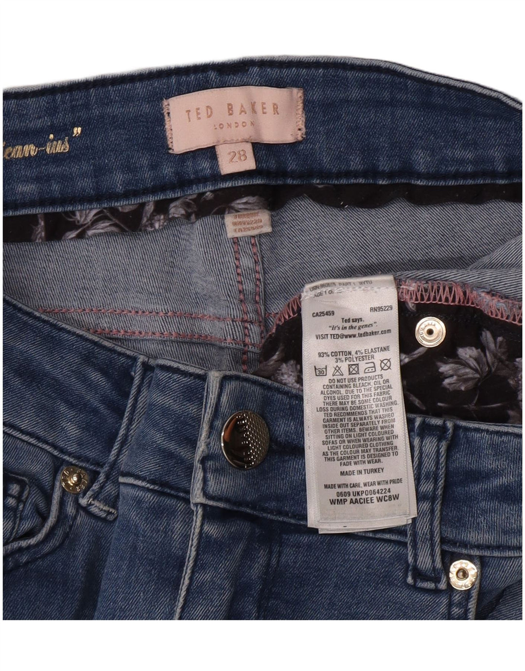 Damskie jeansy skinny Ted Baker W28 L27 Niebieskie, bawełniane