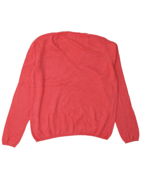 MARKS & SPENCER Womens V-Neck Jumper Sweater UK 16 Large Pink Viscose