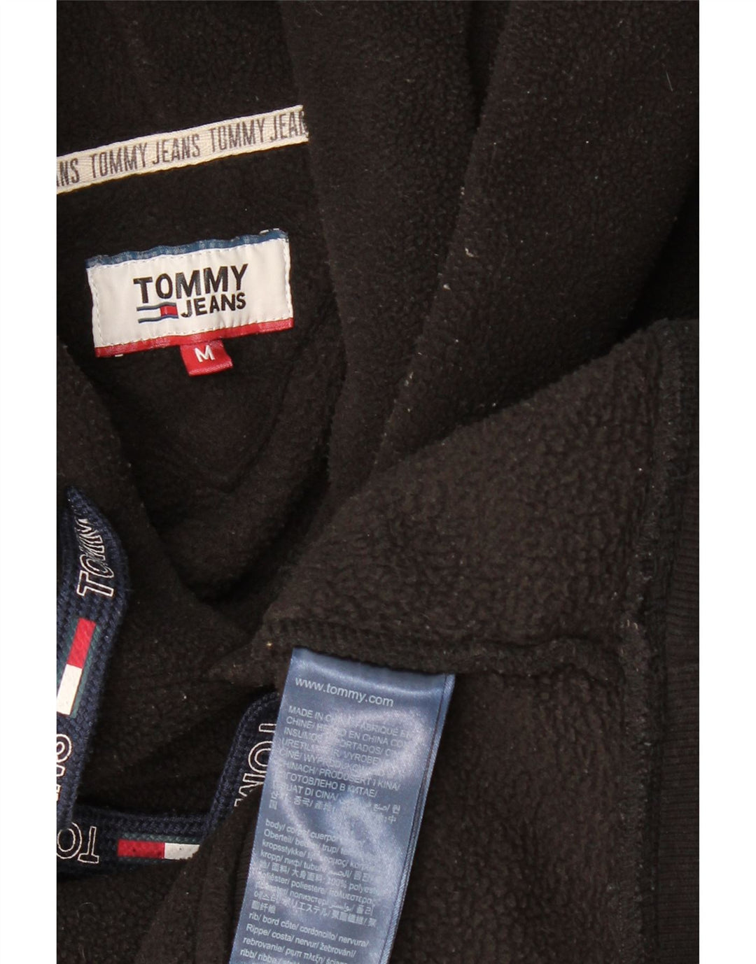 Męski sweter polarowy z kapturem TOMMY HILFIGER, średni czarny poliester