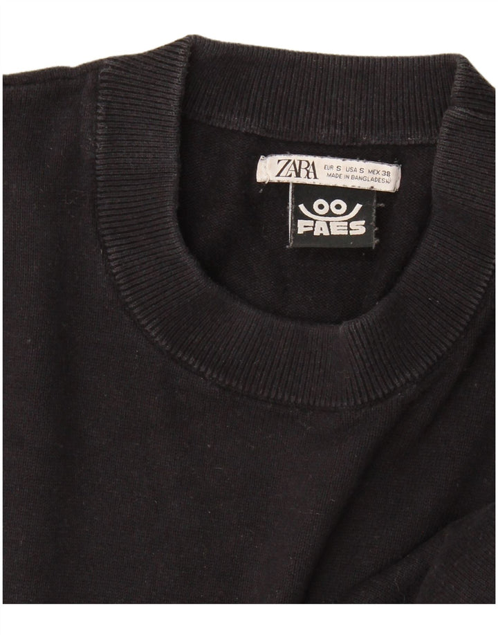 Męski sweter z okrągłym dekoltem Zara, mały, czarny