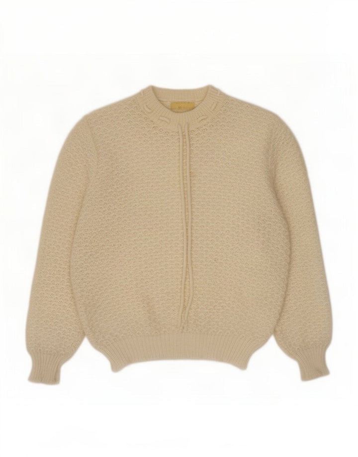 Sweter damski z okrągłym dekoltem w stylu vintage, UK 14, średni beż