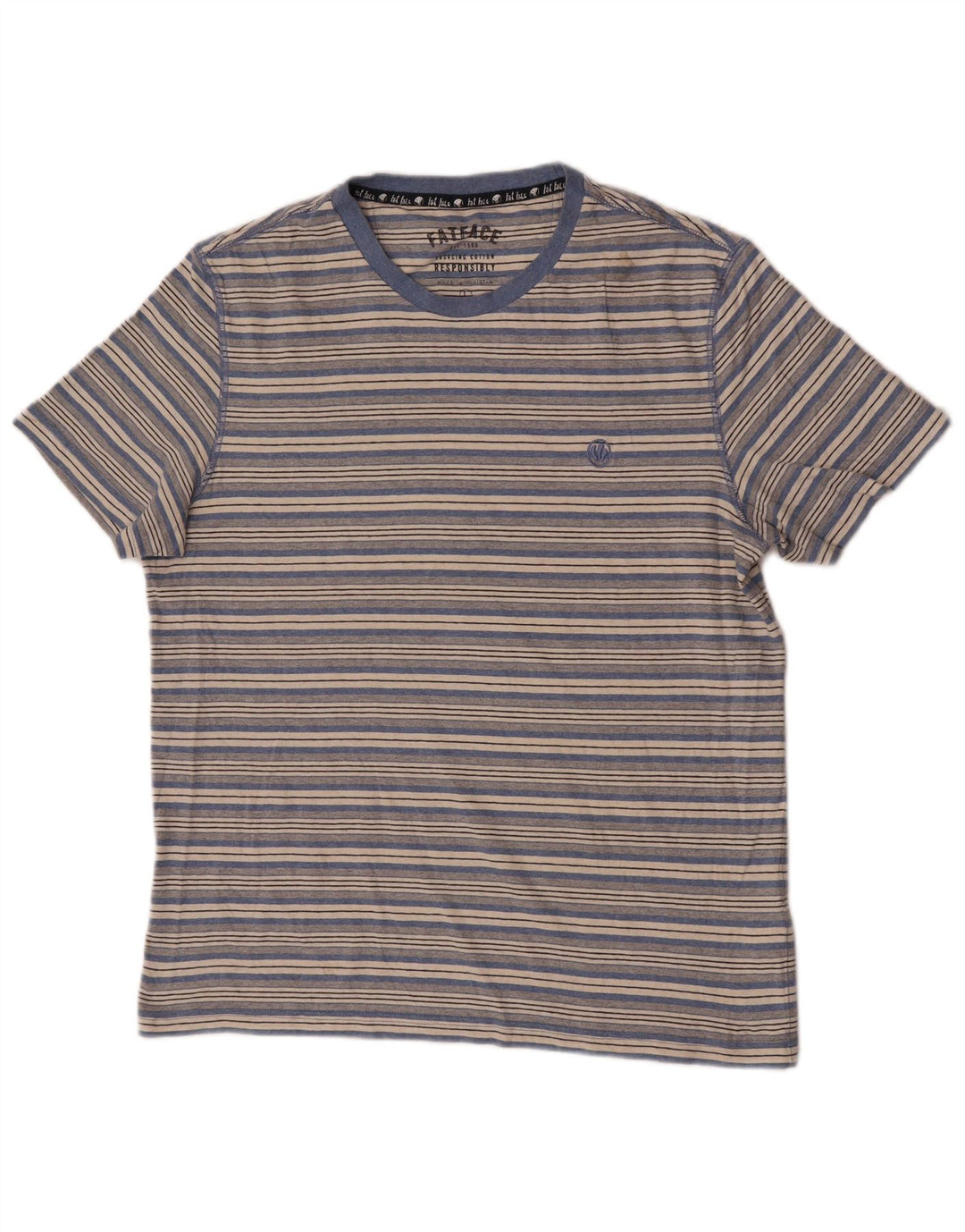 T-shirt męski Fat Face, duży, bawełniany w niebieskie paski