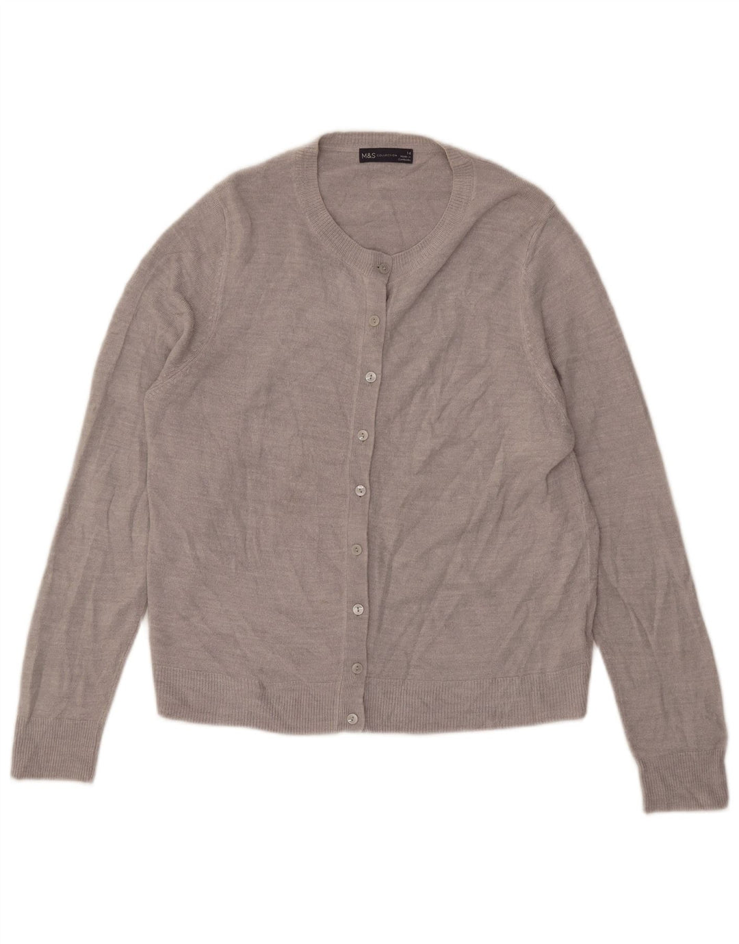 Marks & Spencer Damski sweter rozpinany UK 14, duży, szary, akrylowy