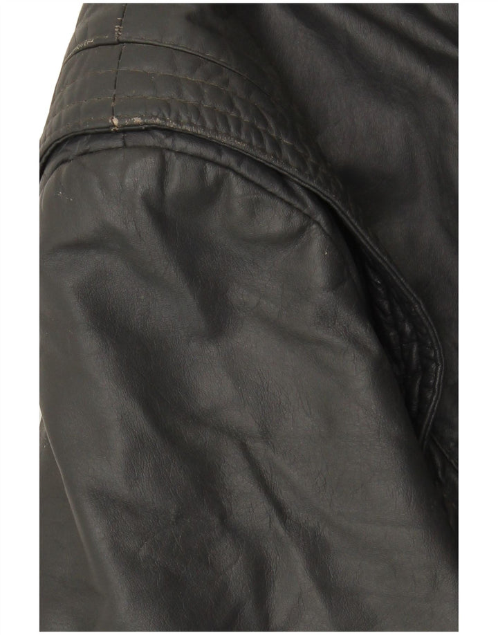 Męska kurtka skórzana VINTAGE UK 40, duża, szara skóra