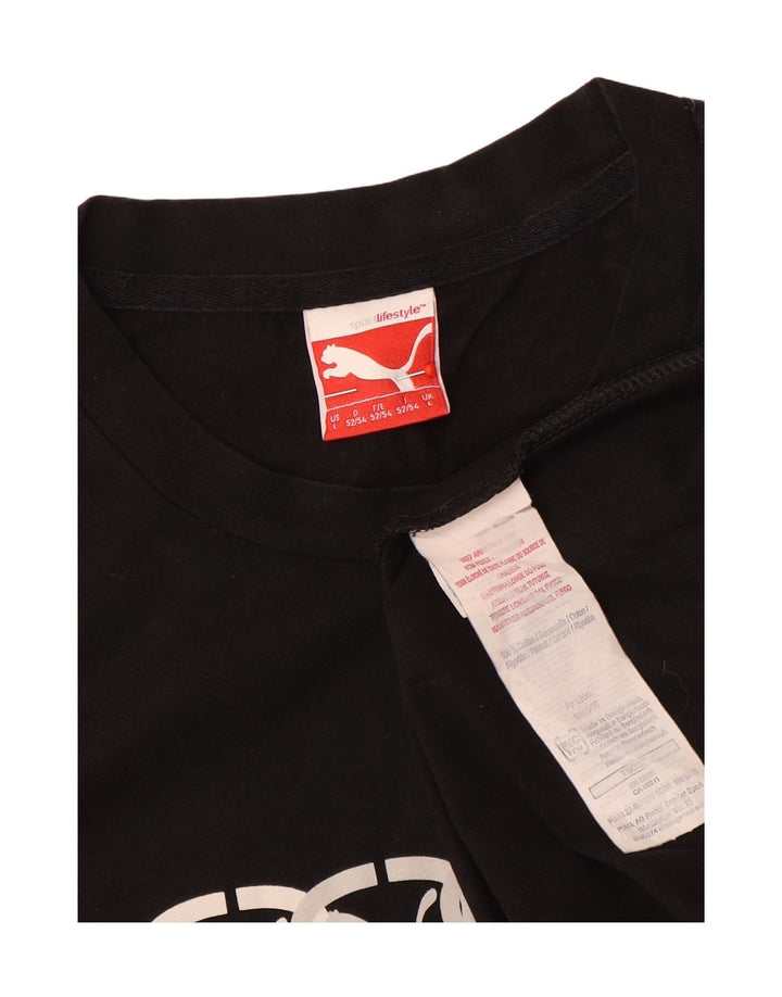 Męski T-shirt z grafiką Puma, duży, czarny, bawełniany