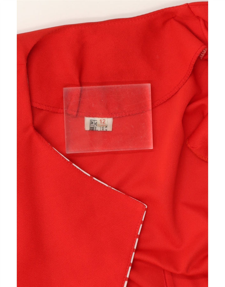 VINTAGE Womens 1 Button Blazer Jacket UK 12 Medium Red Spotted Polyester Vintage Vintage and Second-Hand Vintage from Messina Hembry 