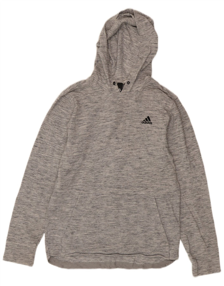 Adidas Męska bluza z kapturem i długim rękawem, mała, szara nakrapiana