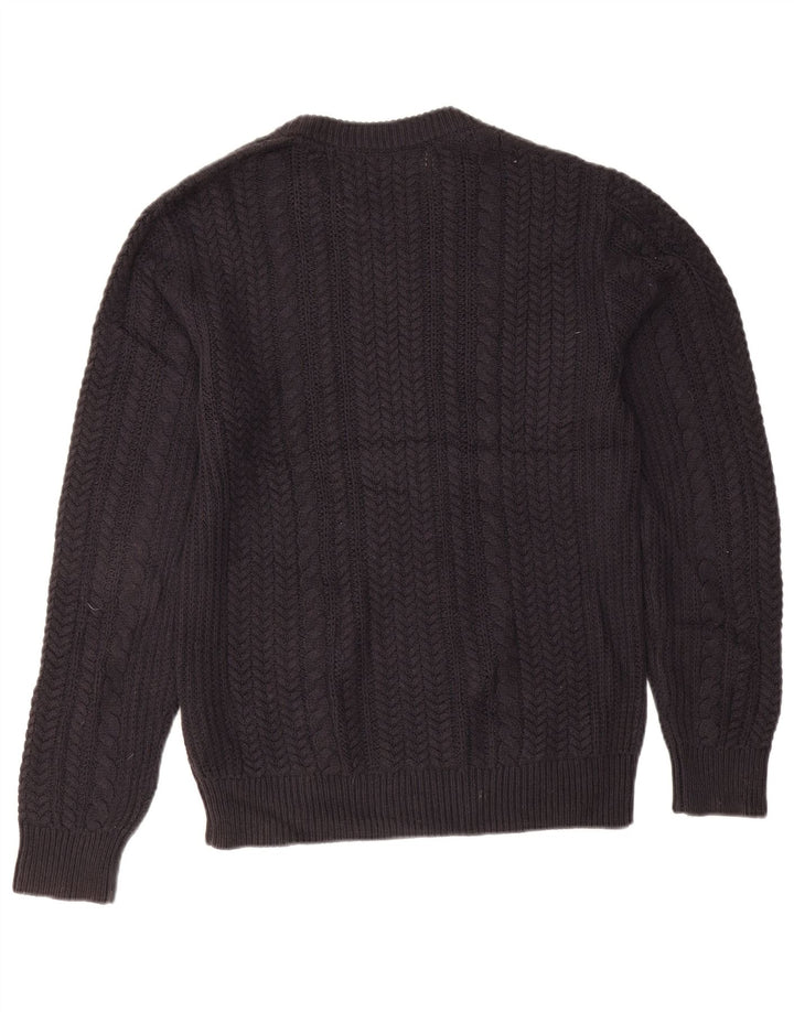 Męski sweter z okrągłym dekoltem French Connection, mały, granatowy, bawełniany