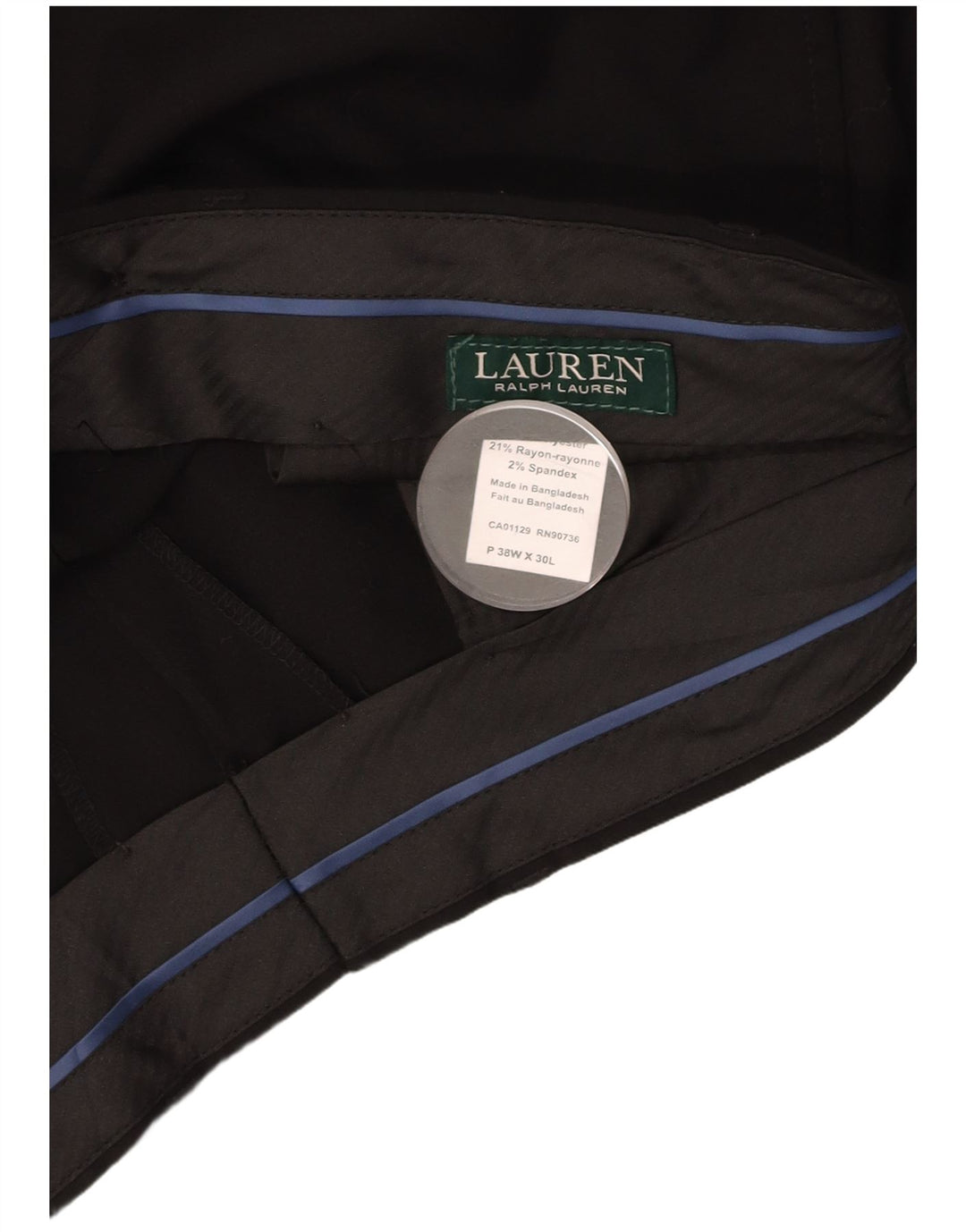 RALPH LAUREN Męskie proste spodnie garniturowe W38 L30 Czarny poliester