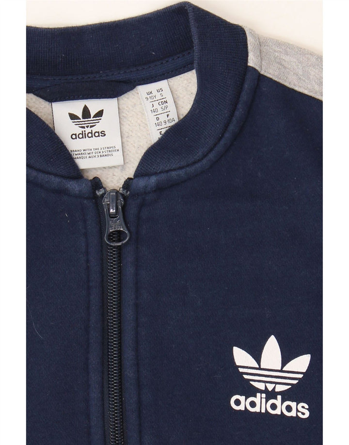 ADIDAS Boys Tracksuit Top Jacket 9-10 Years Navy Blue Colourblock Vintage Adidas and Second-Hand Adidas from Messina Hembry 
