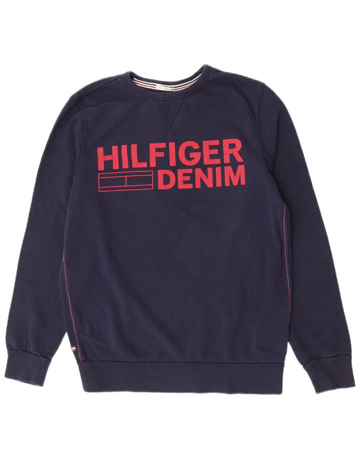 Męska bluza z grafiką Tommy Hilfiger, średnia, granatowa, bawełniana