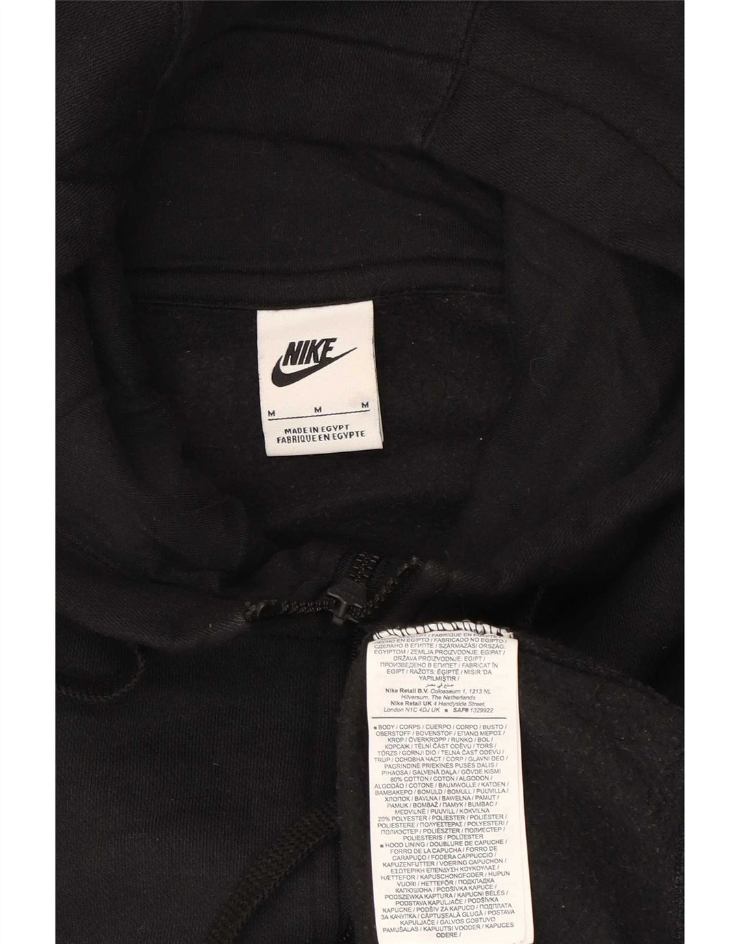 Męski sweter z kapturem i zamkiem błyskawicznym Nike, średni czarny, bawełniany