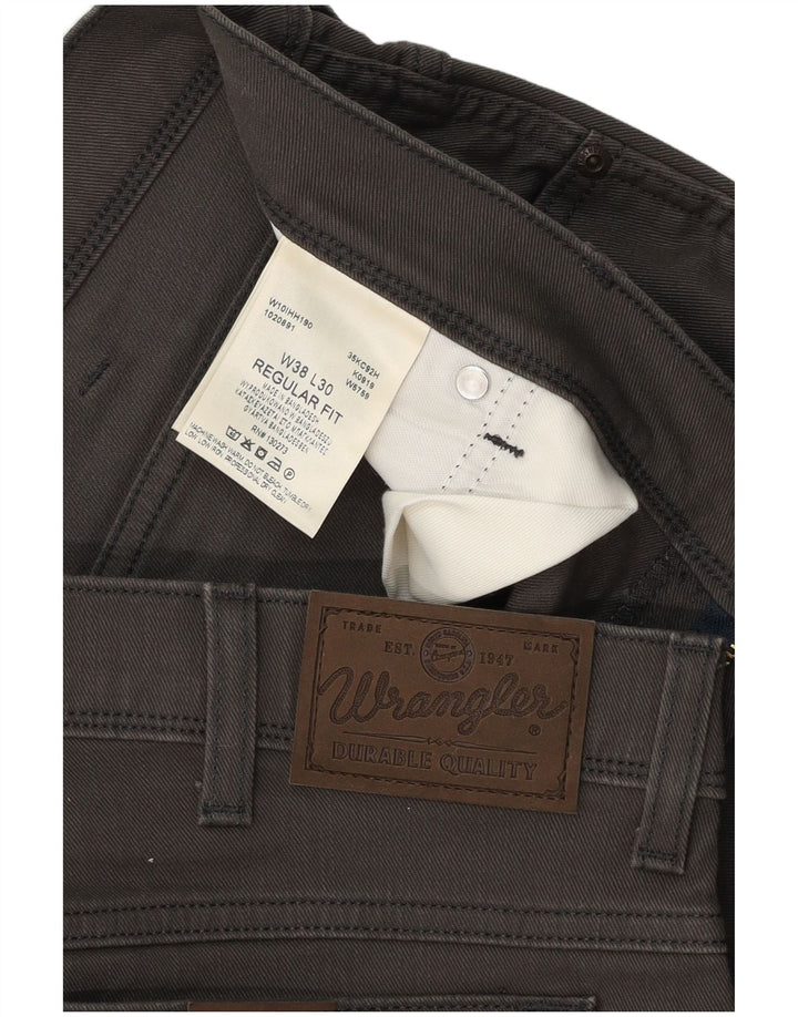 Męskie proste dżinsy Wrangler W38 L30 Szara bawełna