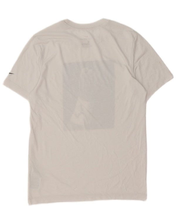 Męski T-shirt z grafiką Nike Dri Fit, mały, biały, bawełniany