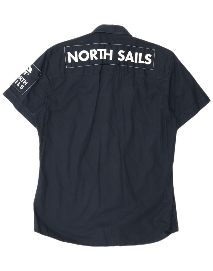 Męska graficzna koszula z krótkim rękawem North Sails, średnia, granatowa, bawełniana