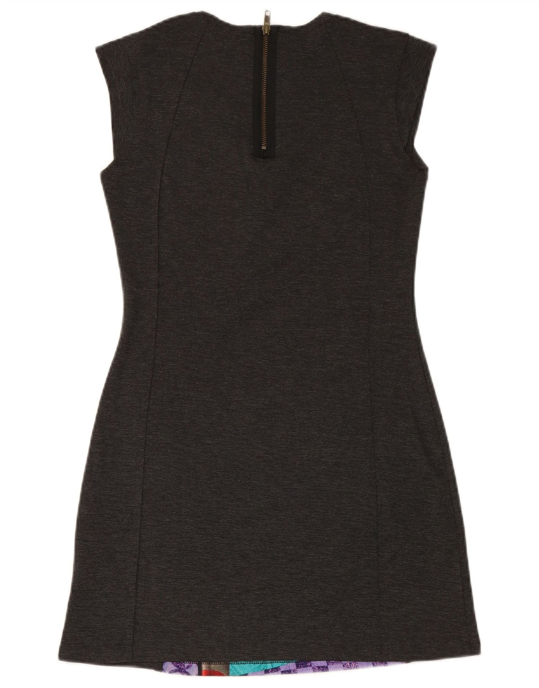 DESIGUAL Damska sukienka płaszczowa bez rękawów UK 14 Średni szary patchwork