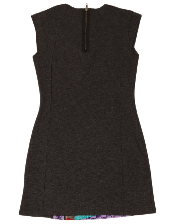 DESIGUAL Damska sukienka płaszczowa bez rękawów UK 14 Średni szary patchwork