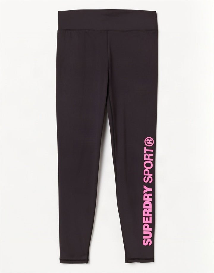 Damskie legginsy Superdry Graphic UK 14, duże, czarne, poliestrowe
