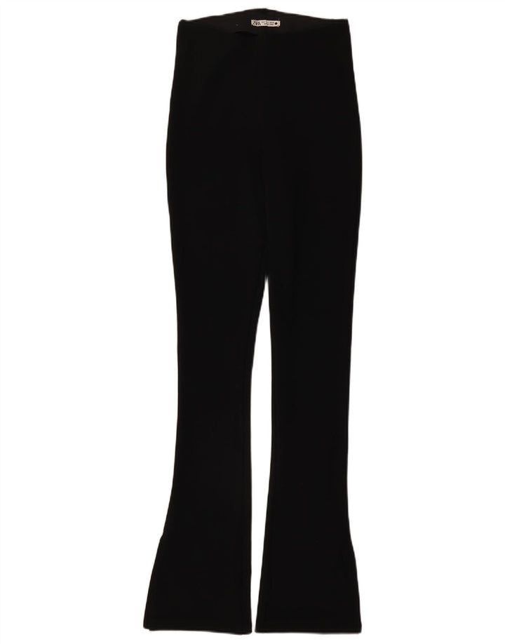 Spodnie damskie Zara Flare, małe, W26 L32, czarne, poliestrowe