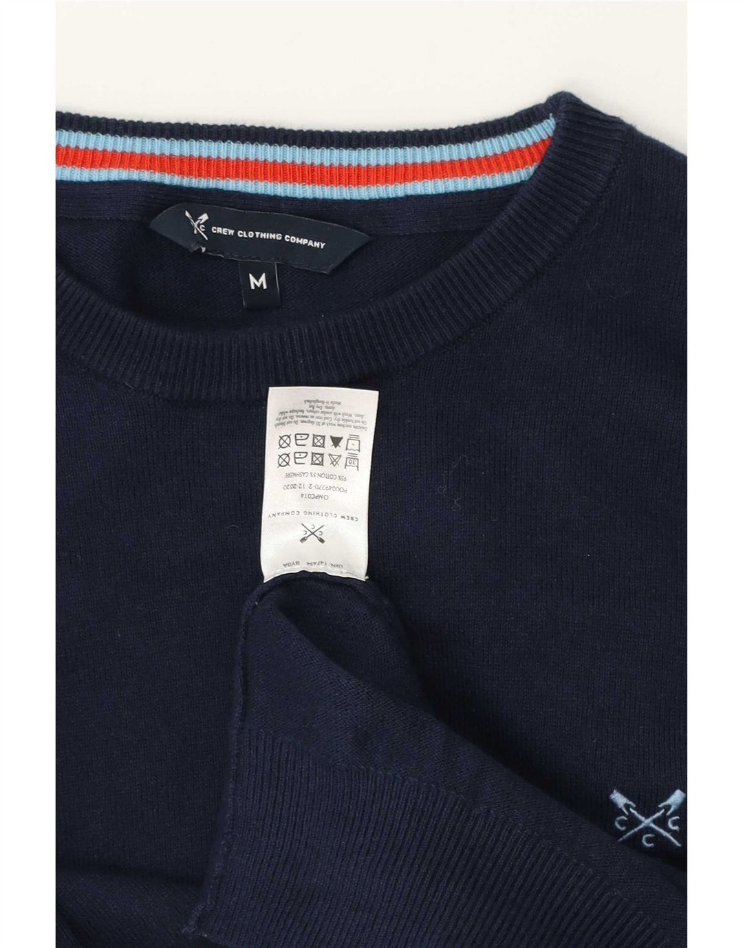 Crew Clothing Męski sweter z okrągłym dekoltem, średni granatowy, bawełniany