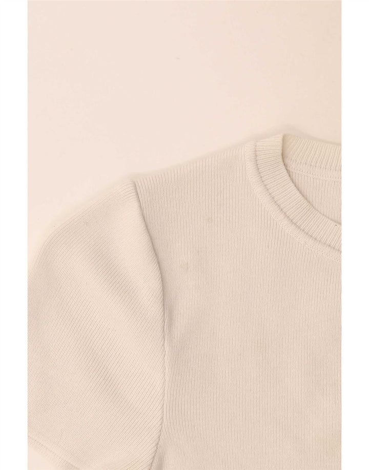 Damski krótki t-shirt Zara UK 12, średnia biała wiskoza