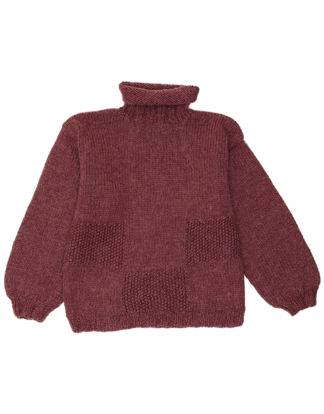 Sweter damski w stylu vintage z wywijanym dekoltem UK 14, średni burgund