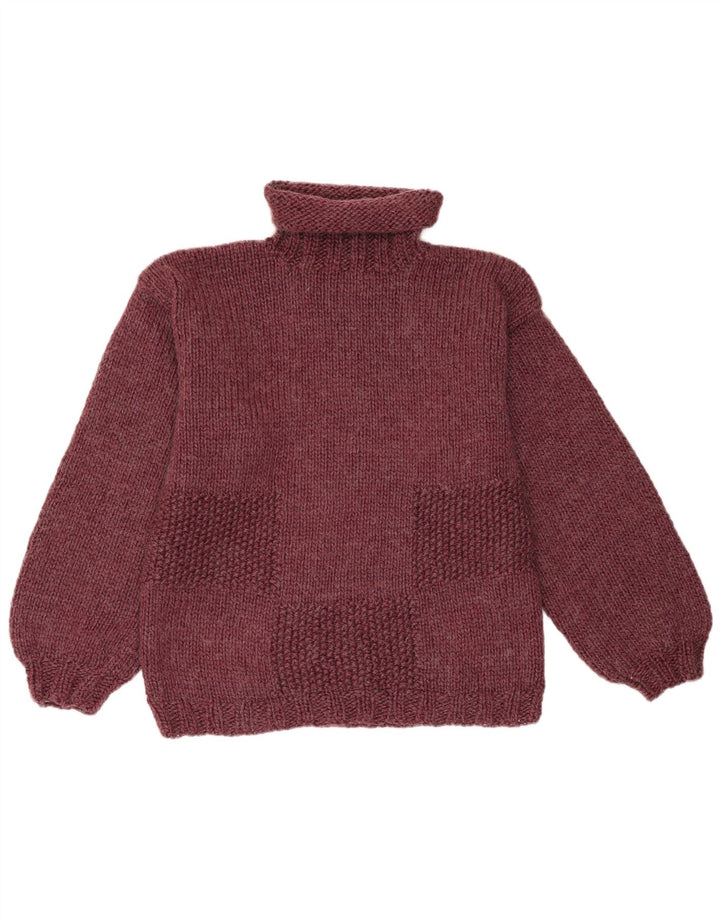 Sweter damski w stylu vintage z wywijanym dekoltem UK 14, średni burgund