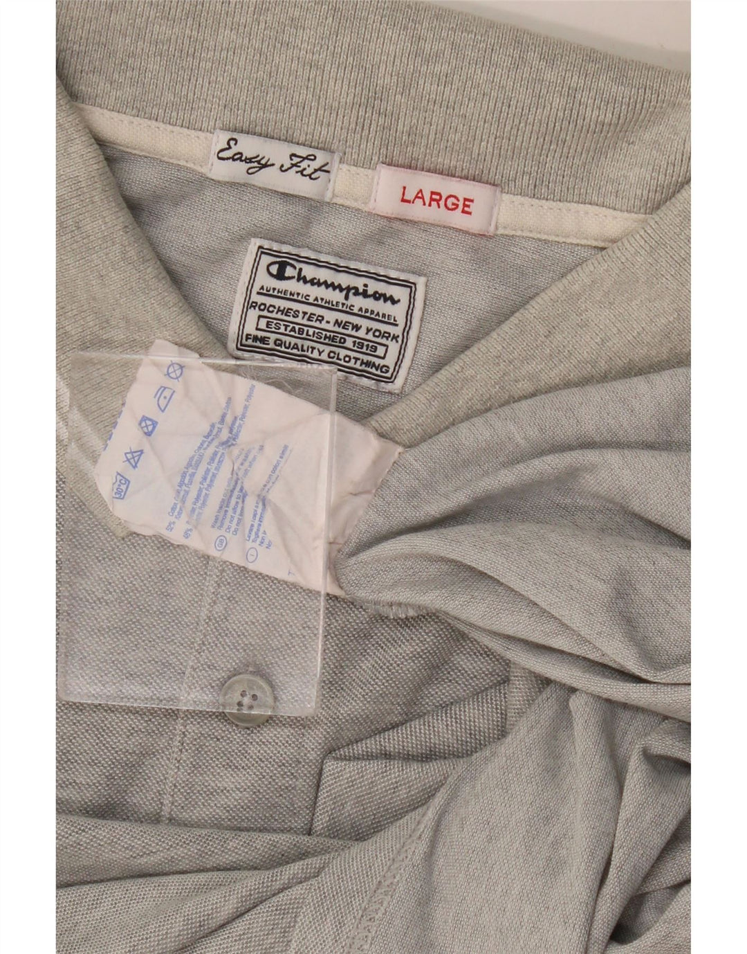 Męska koszulka polo CHAMPION Easy Fit, duża, szara, bawełniana w plamki