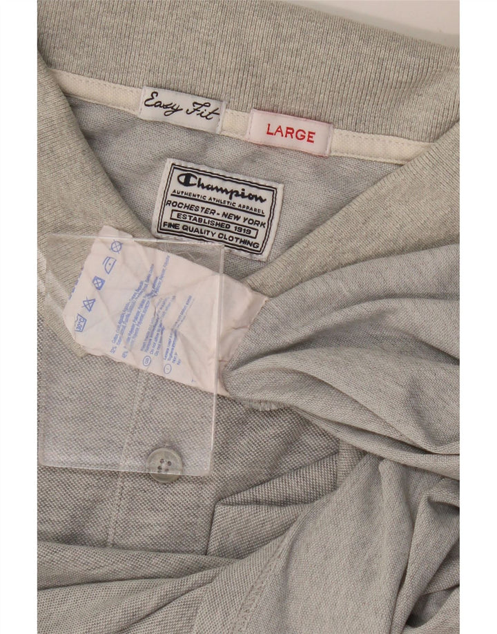Męska koszulka polo CHAMPION Easy Fit, duża, szara, bawełniana w plamki