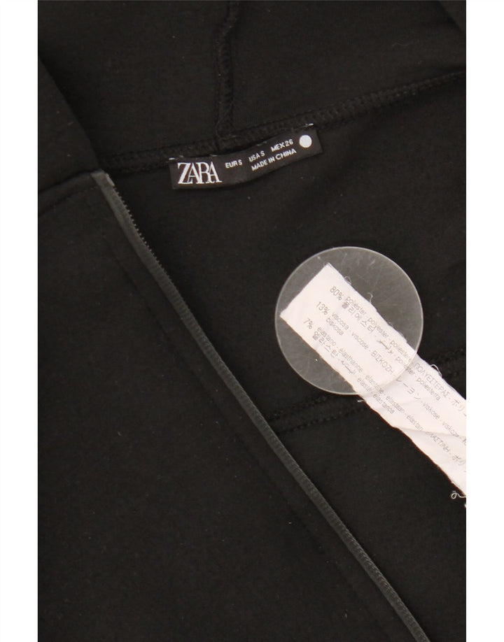 Damski sweter oversize z kapturem i zamkiem błyskawicznym Zara UK 10, mały, czarny poliester
