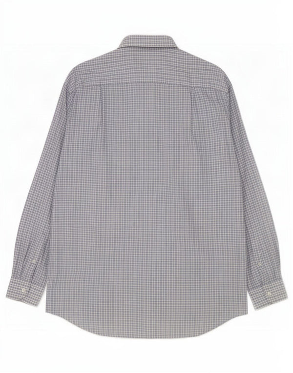 Męska koszula flanelowa Ermenegildo Zegna, duża, niebieska, bawełniana w kratę