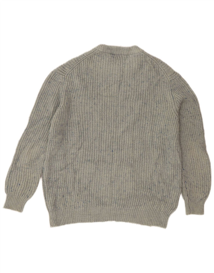 Męski sweter Zara z okrągłym dekoltem, średni niebieski, nakrapiany akryl