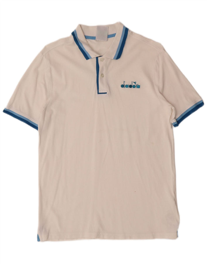 DIADORA Mens Polo Shirt Medium White Cotton