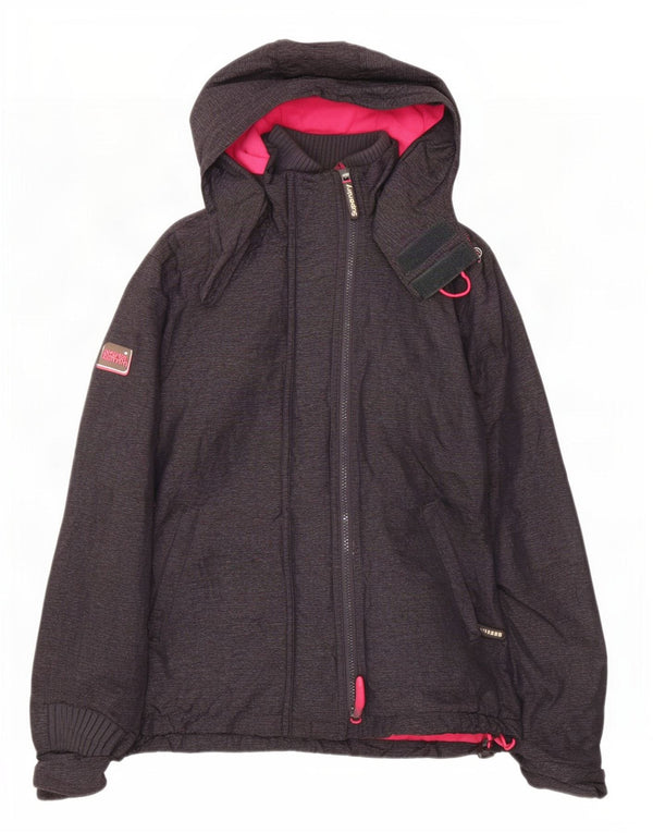 Damska wiatrówka z kapturem Superdry UK 16, duża, szara