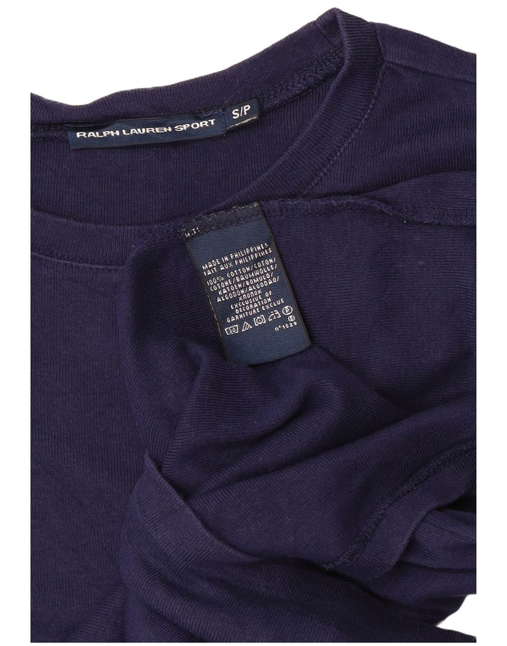 Top damski z długim rękawem RALPH LAUREN UK 10, mały, granatowy, bawełniany