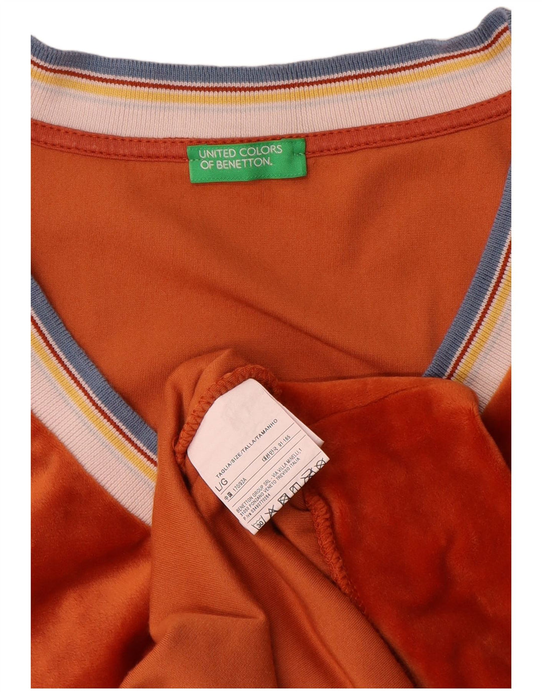 Damska aksamitna bluzka oversize Benetton UK 16, duży, pomarańczowy poliester