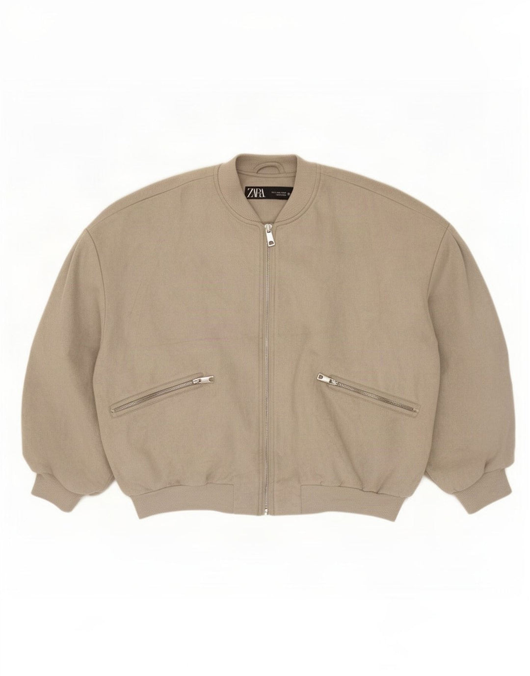 Damska kurtka bomberka oversize Zara UK 10, mała, szara, z poliestru